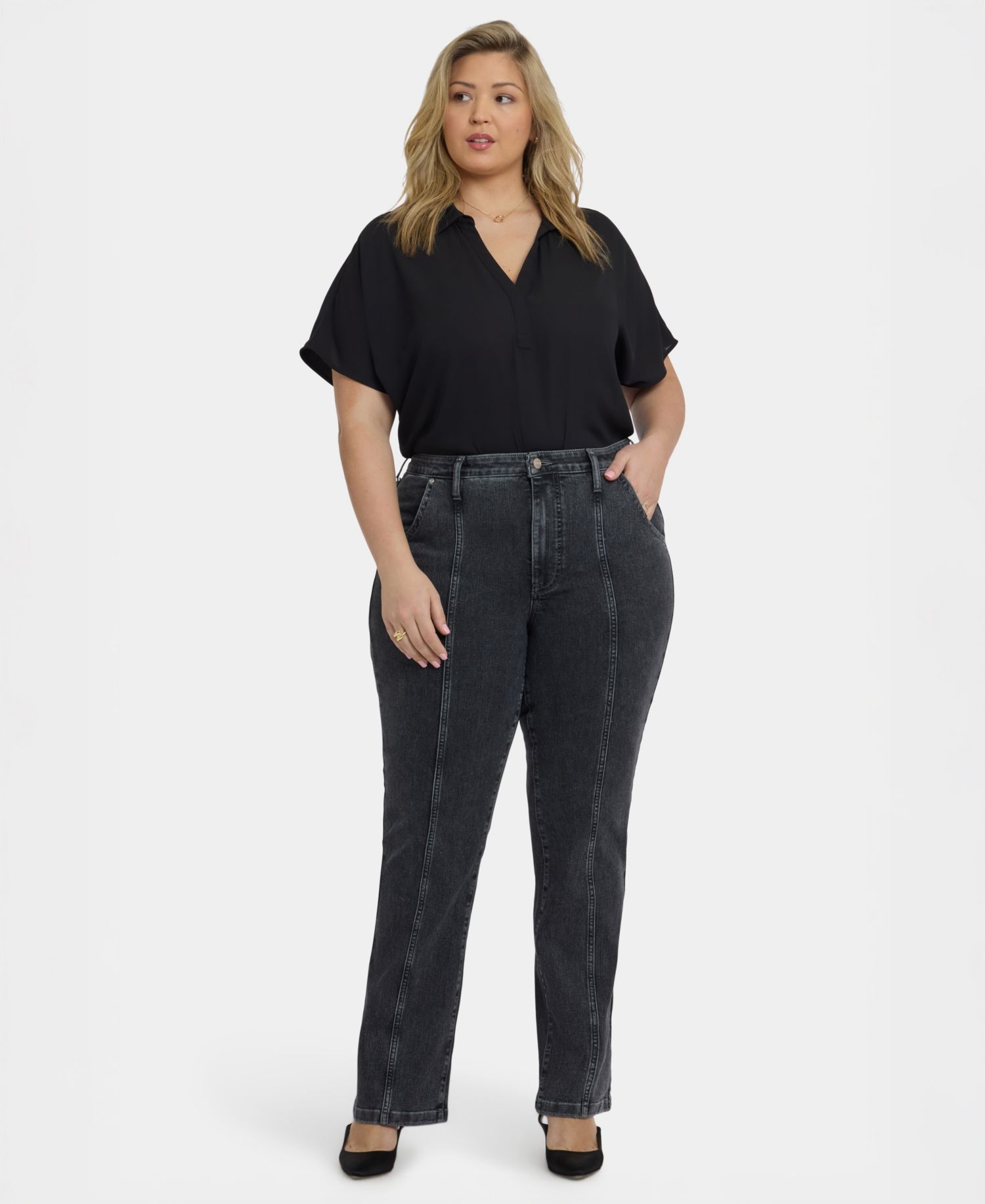 Plus Size Billie Mini Bootcut Seam Detail Jeans