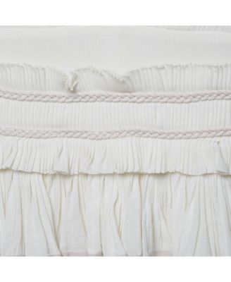 Women's White Cotton V-Neck Ruffled Glory Mini Dress