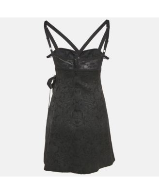 Women's Black Jacquard Bustier Sleeveless Mini Dress
