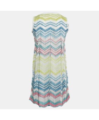 Women's Multicolor Zig Zag Lurex Knit Sleeveless Dress