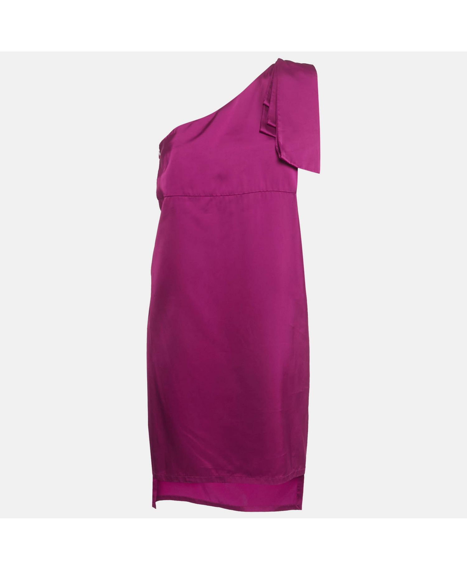Women's Burgundy Pink Satin One Shoulder Mini Dress