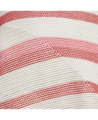 Women's White/pink Open Striped Knit Fringe Detail Dress