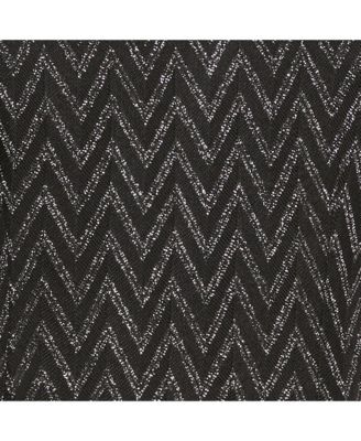 Women's Black Zig Zag Lurex Knit Short Dress