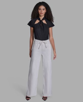 Women's Straight Leg Tie Waist Jeans