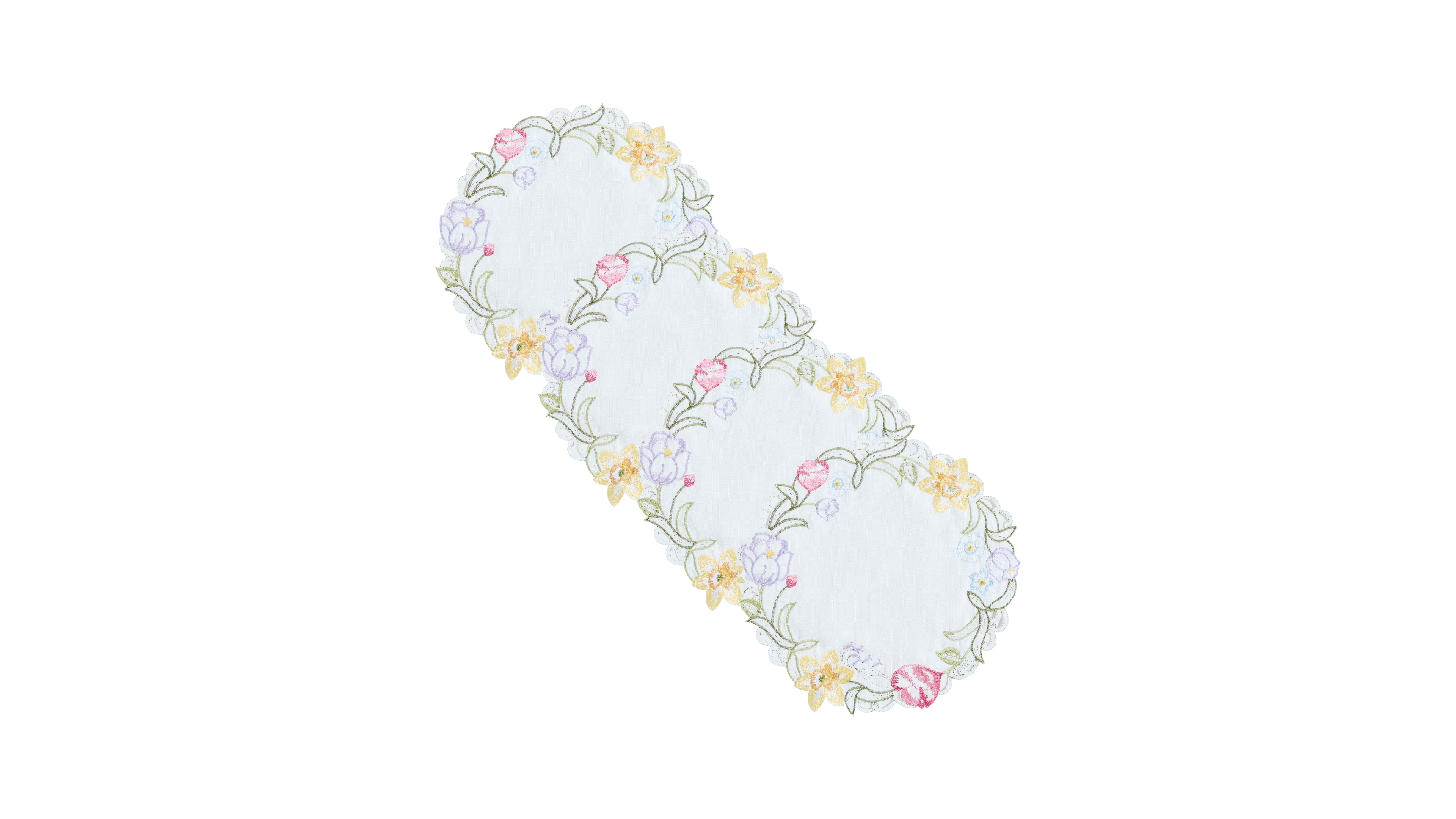 Elrene Embroidered Floral Cutwork Round Placemats, Set of 4