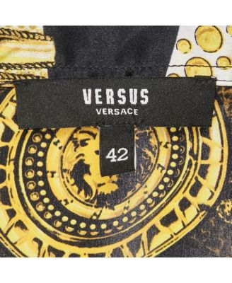 Women's Pre-Owned Versus Versace Black/yellow Baroque Print Satin Silk Shirt