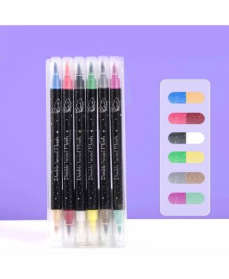 12 Colors Double-Headed Glitter Acrylic Markers, Highlighters Pens for Rock Painting, Stone, Ceramic, Glass, Wood and Fabric
