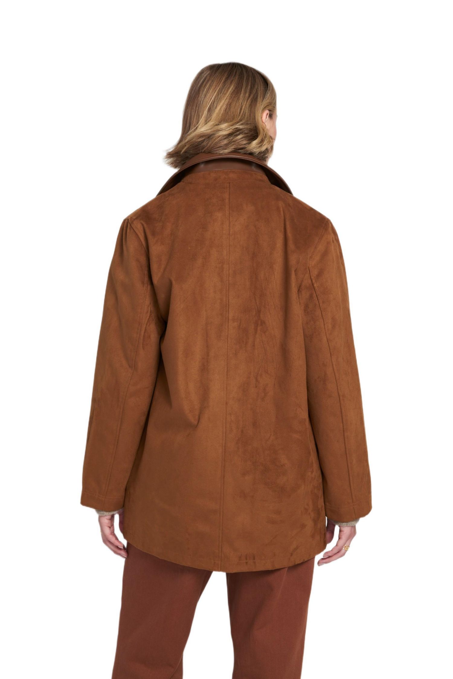 Women's Faux Suede Barn Jacket Utility Coat