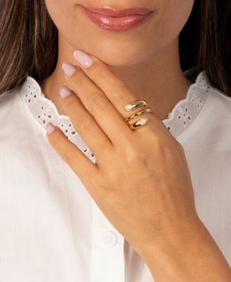 Pave Gold Plated Claw Looped Wrap Ring