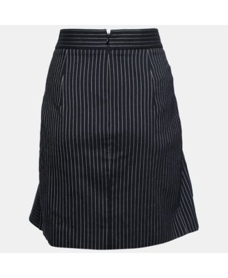 Women's Black Cotton Striped Flared Mini Skirt