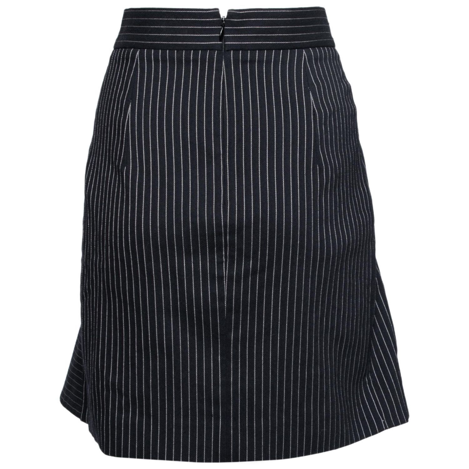 Women's Black Cotton Striped Flared Mini Skirt