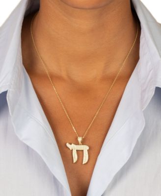 Pave Large Gold Plated Chain Pendant Necklace