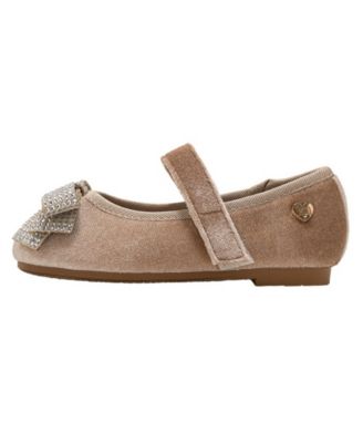 Girls' Toddler 5T-9T Velvet Rhinestone Bow Flats