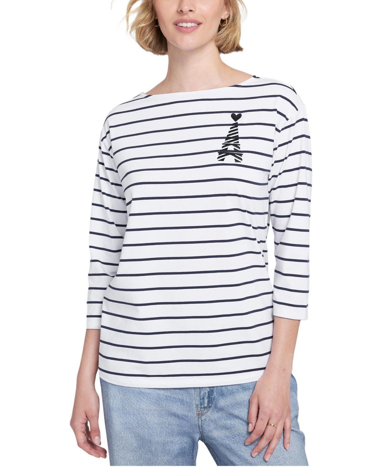 Women's Striped Tee With Graphic Top