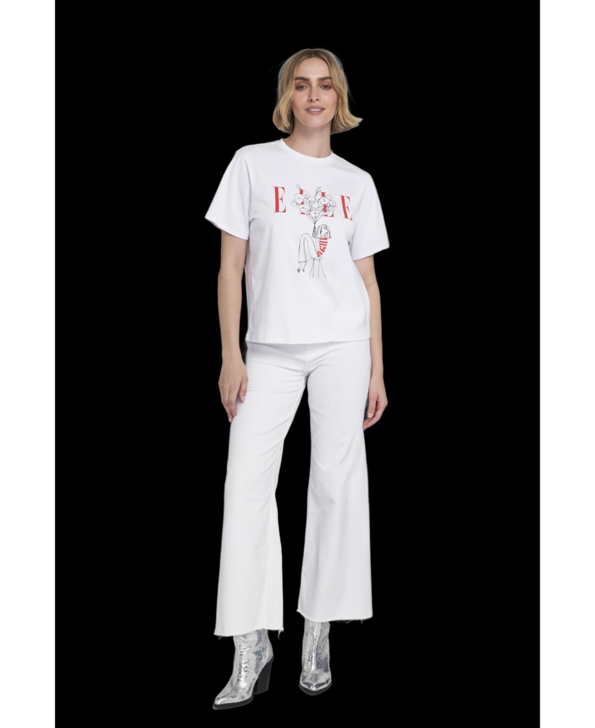 Elle Collection Women's Flowers Graphic Tee T-Shirt