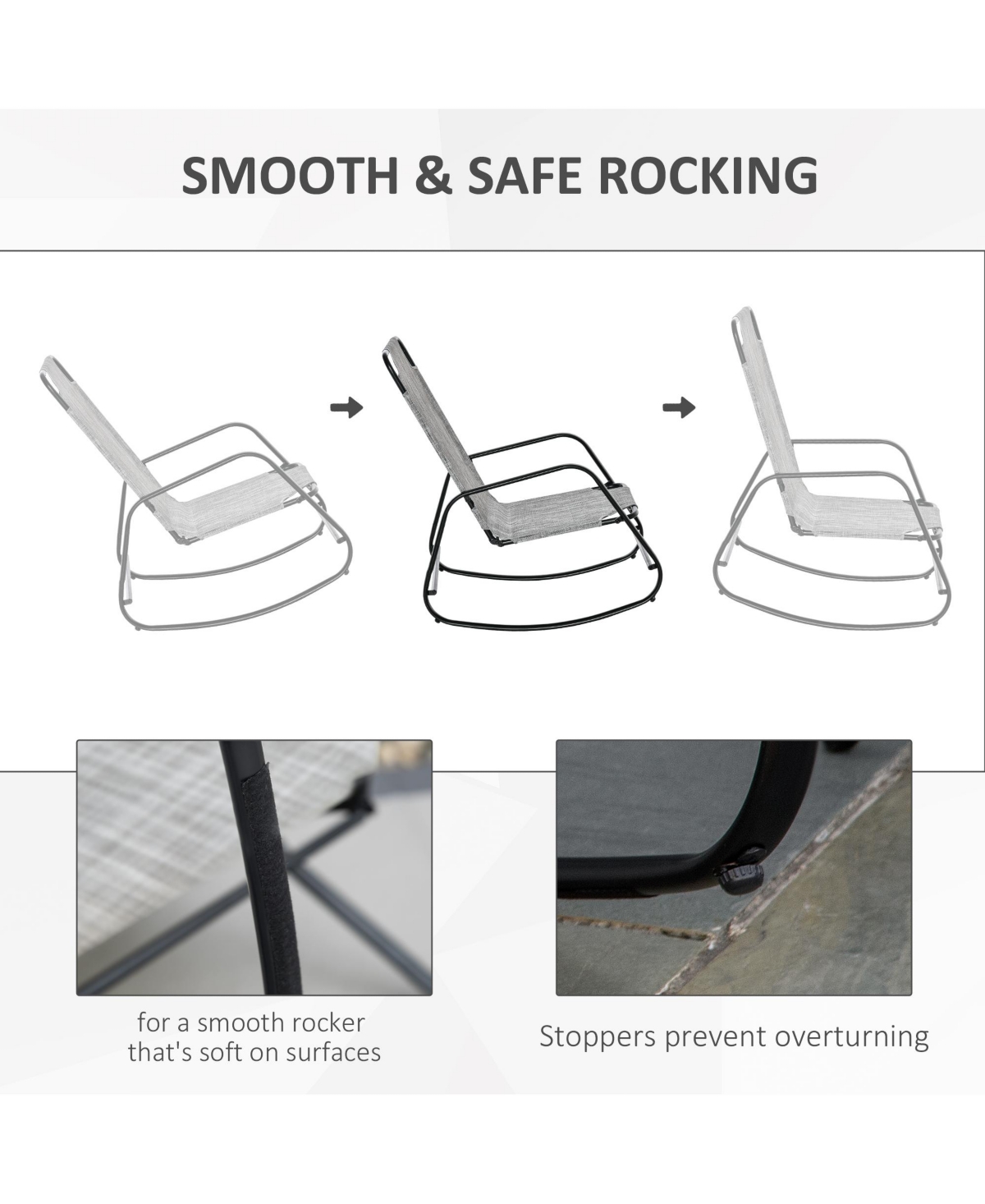 Outsunny Garden Rocking Chair, Patio Sling Fabric Single Rocker,