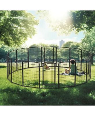 39.37 in. H Dog Fence Pet Exercise Pen for Outdoor and 16 Panels Heavy Duty Metal Playpen with door