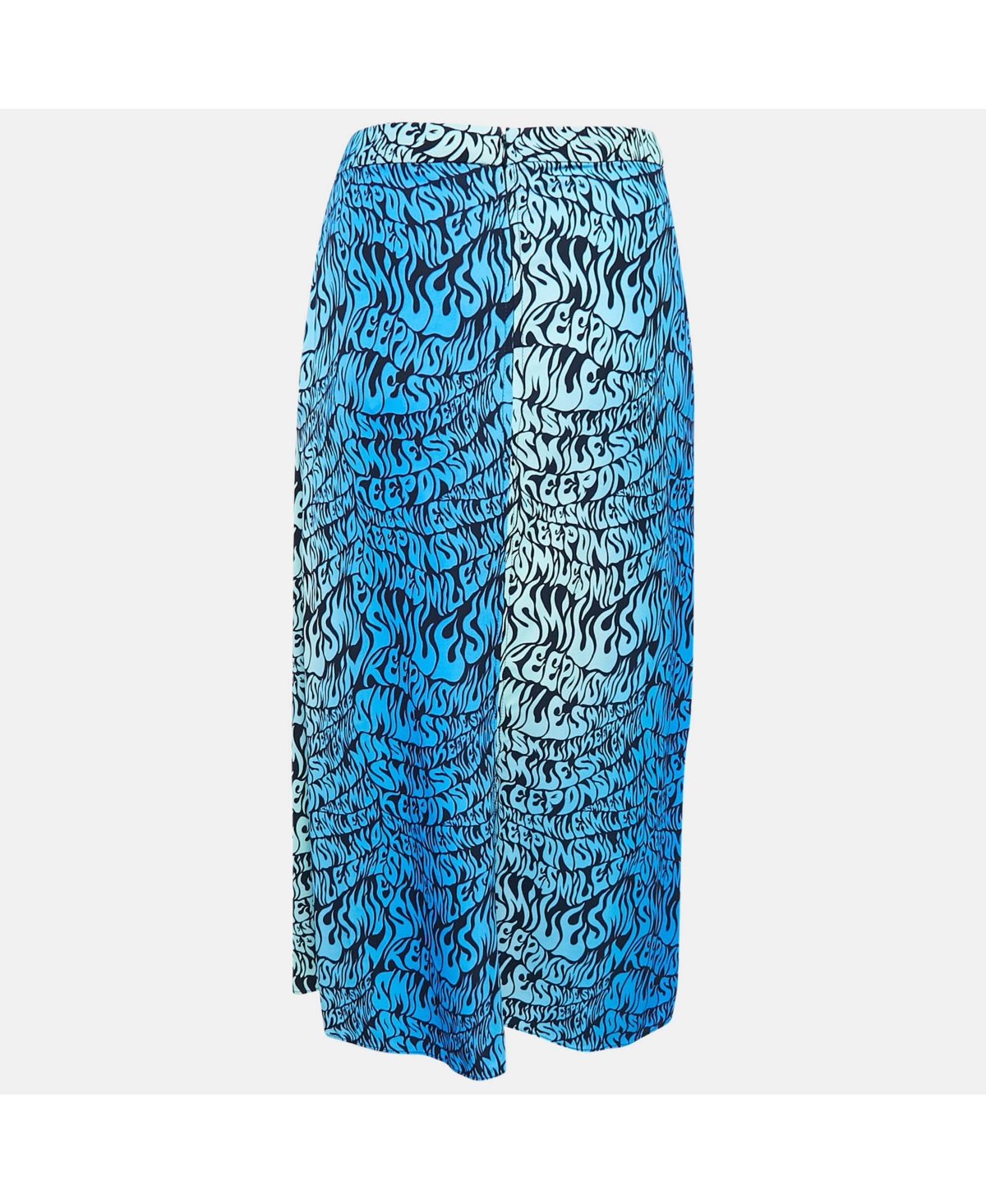 Pre-Owned Stella Mccartney Women's Blue Printed Crepe De Chine Midi Skirt