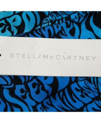 Women's Blue Printed Crepe De Chine Midi Skirt