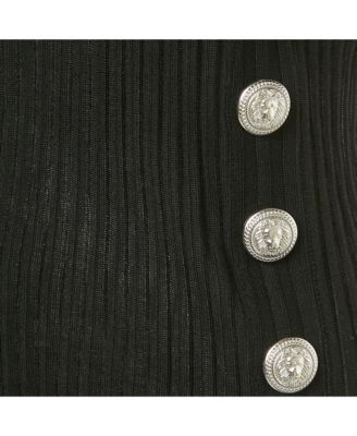 Women's Black Rib Knit Ruffled One Shoulder Top