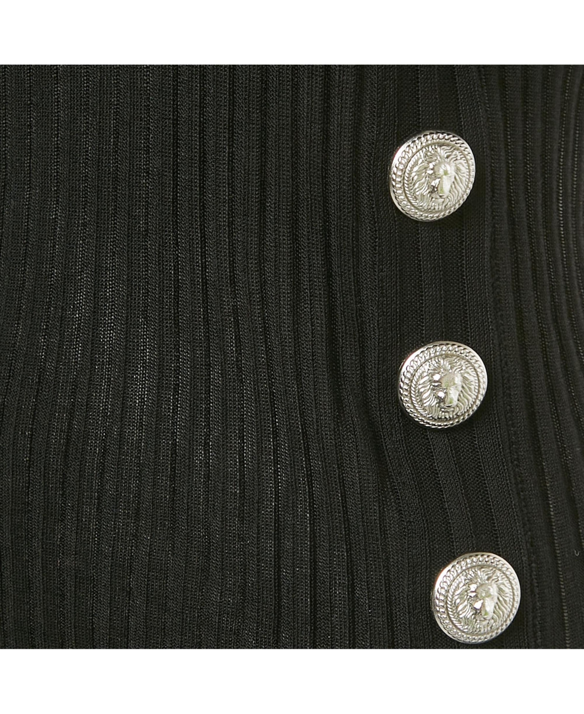 Pre-Owned Balmain Women's Black Rib Knit Ruffled One Shoulder Top