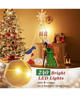 6 FT Lighted Nativity Scene with 240 LED Lights Zip Ties & Ground Stakes