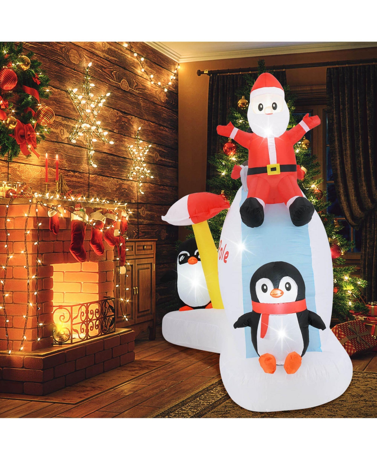 Costway 6 Ft Christmas Inflatable with Led lights Indoor/Outdoor Lighted Xmas Inflatable