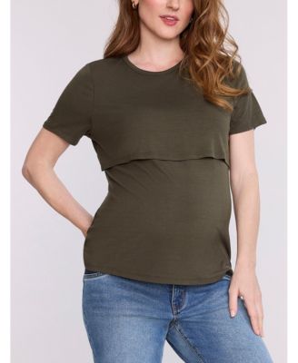 Women's Crewneck Short Sleeve Nursing Tee - Motherhood Maternity