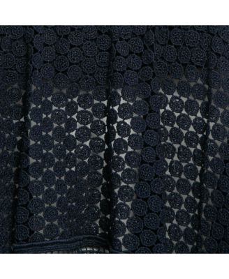 Women's Navy Blue Lace Asymmetric Strapless Top