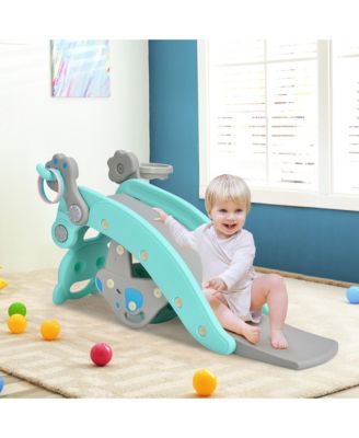 4-in-1 Toddler Slide Playground with Basketball Hoop Ball Ring Toss Climbing