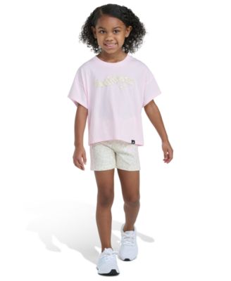 Girls' 2T-6X Crewneck T-Shirt and Printed Bike Shorts, 2-Piece Set