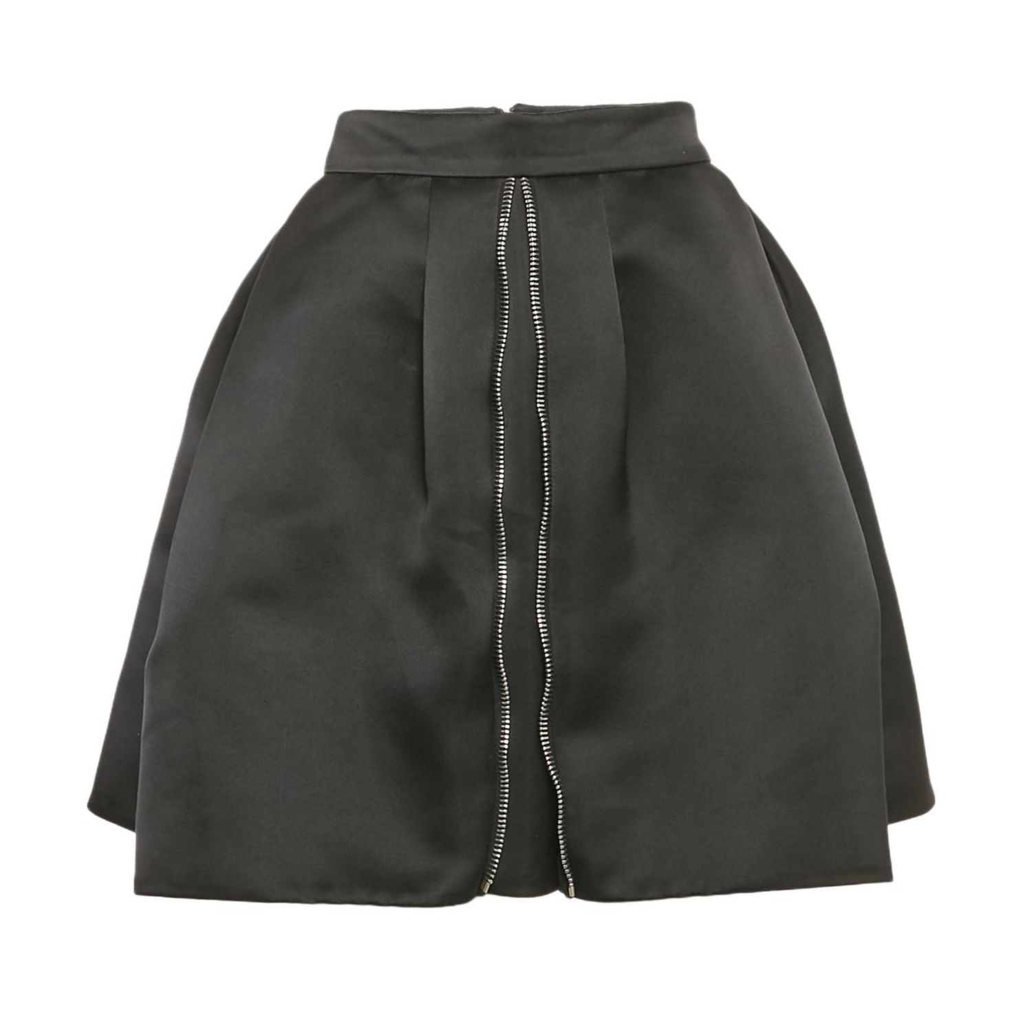 Women's Black Satin Pleated Mini Skirt