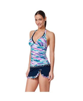 Women's Canva Tricolore Halter Tankini Top