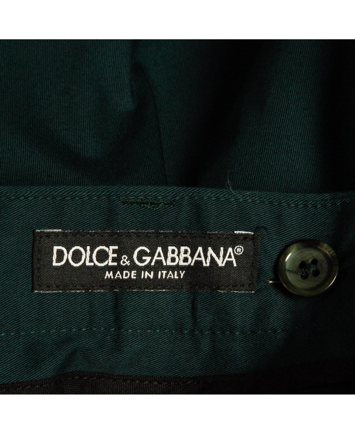 Pre-Owned Dolce & Gabbana Men's Green Cotton Formal Trousers