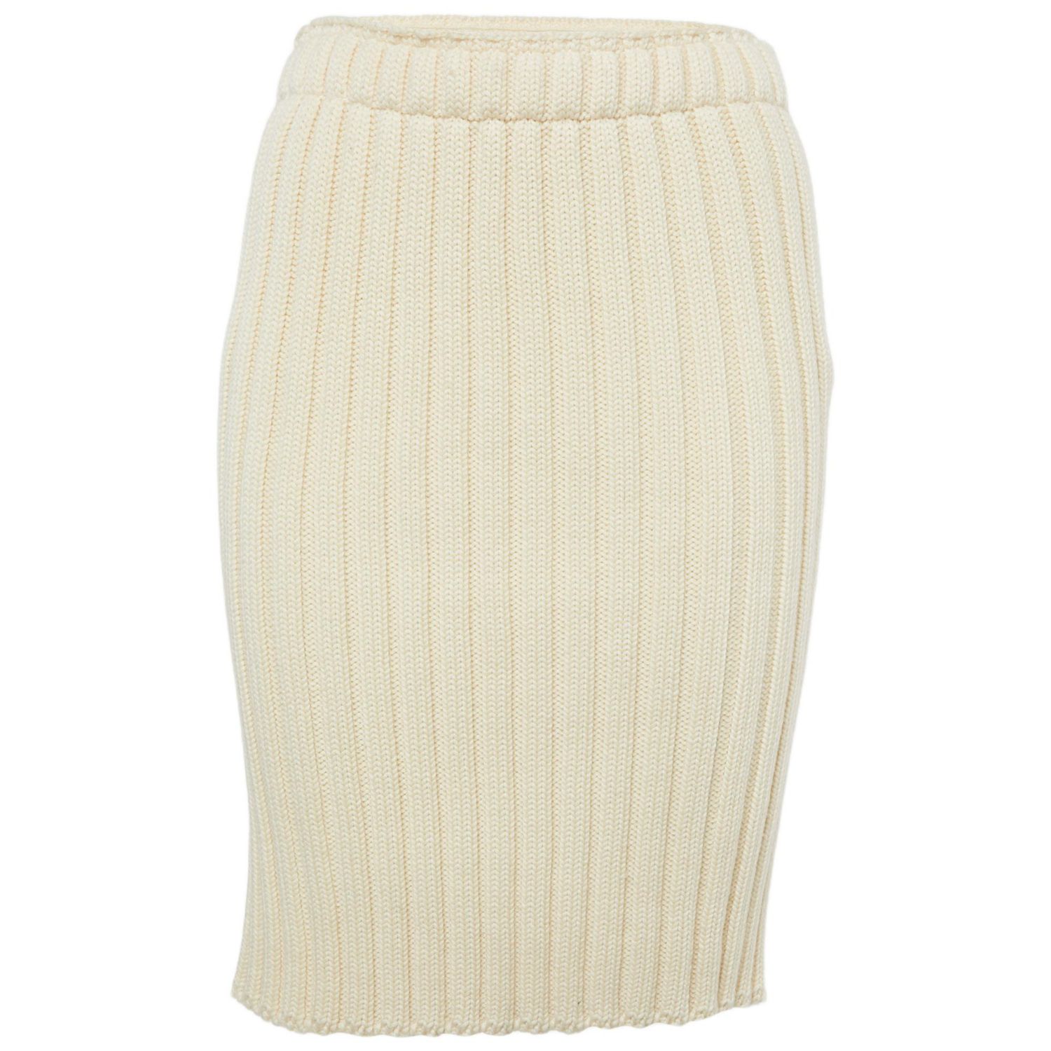 Women's Cream Rib Knit Pencil Skirt