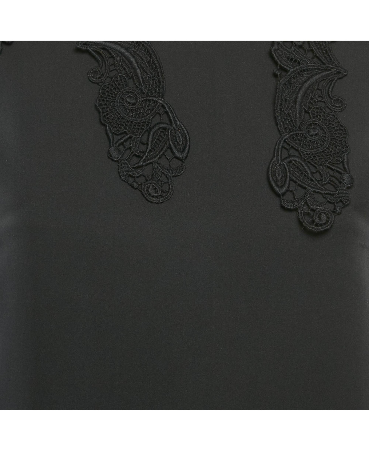 Pre-Owned Dolce & Gabbana Women's Black Lace Trim Stretch Silk Long Sleeve Top