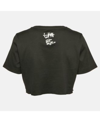 Women's Black Printed Cotton Crop Top