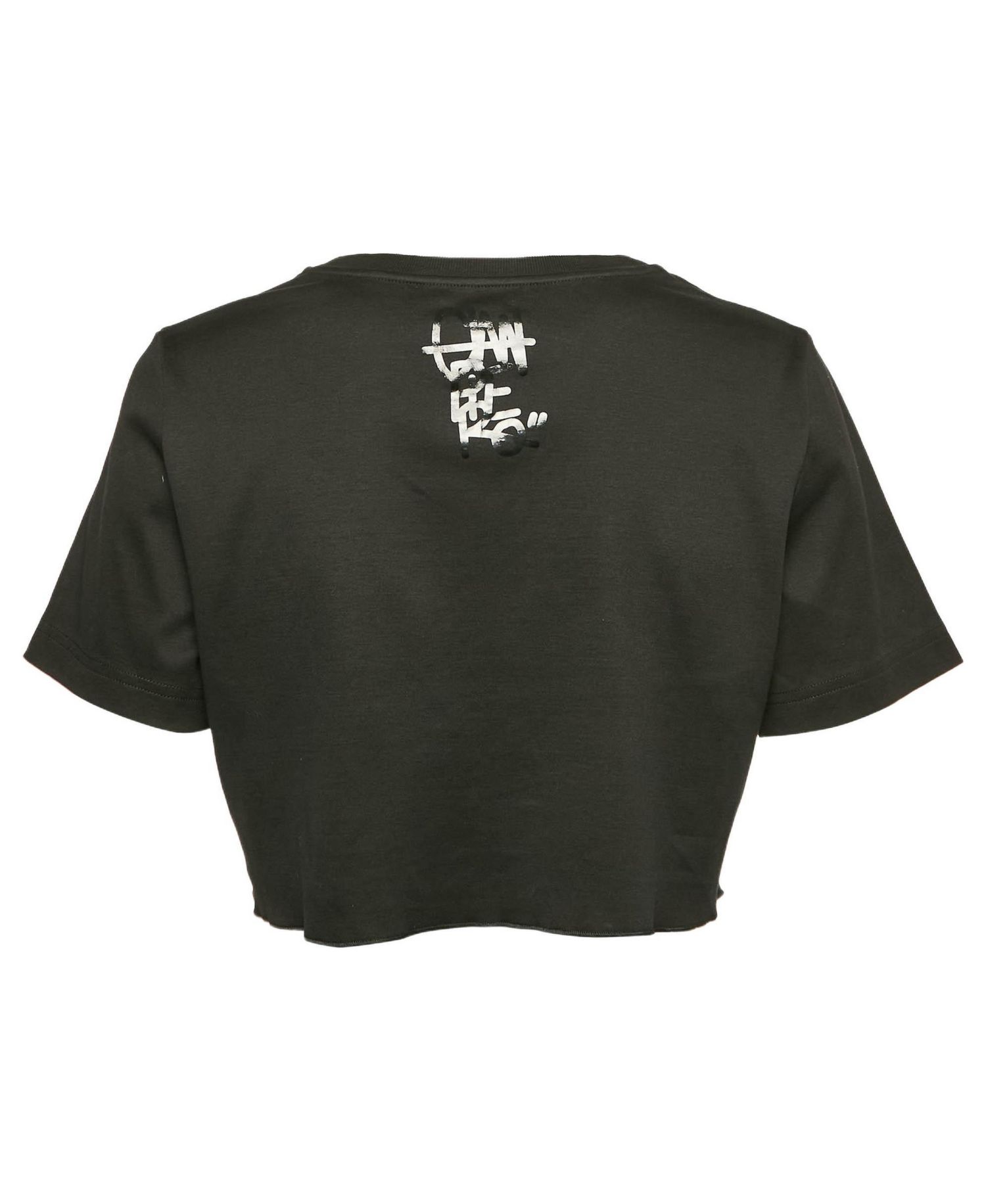 Women's Black Printed Cotton Crop Top