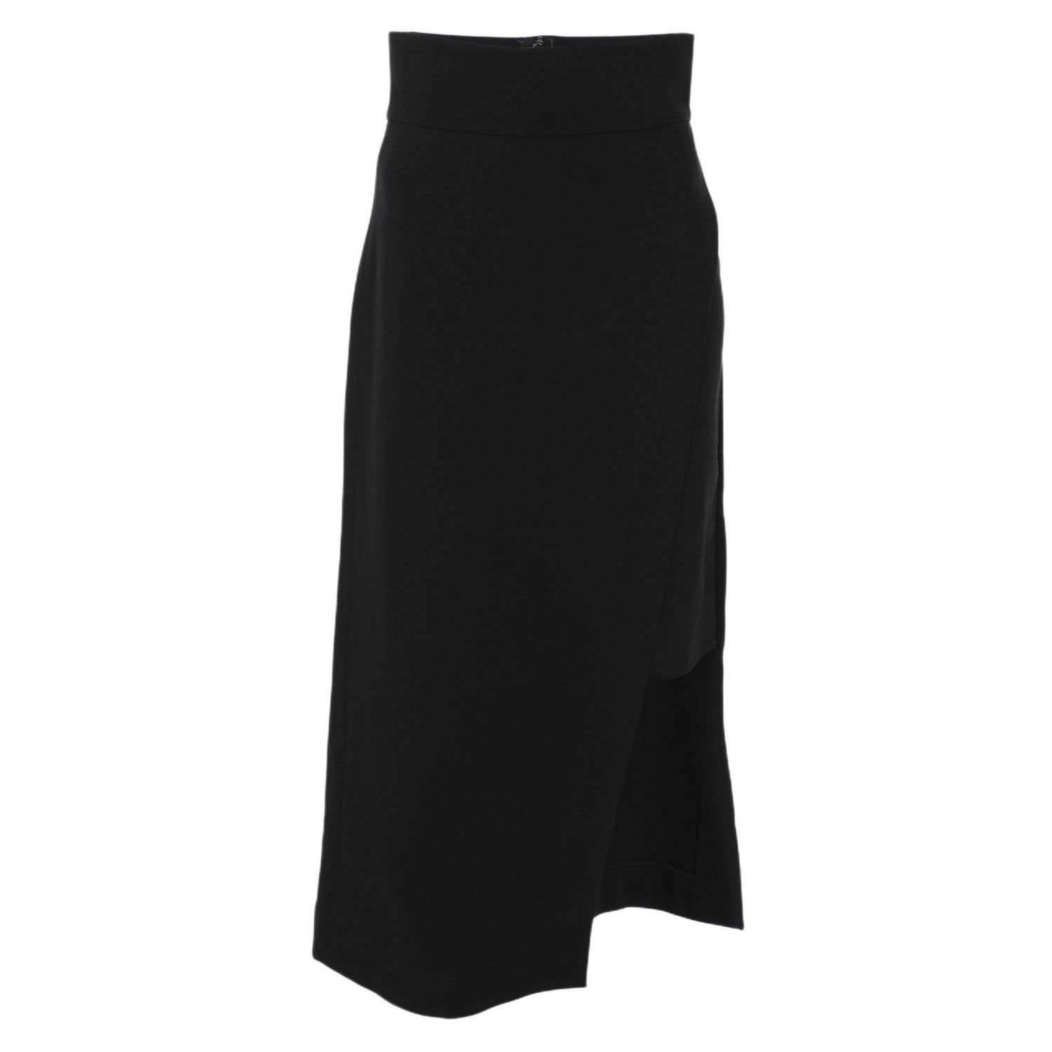 Women's Black Knit Asymmetric Midi Skirt