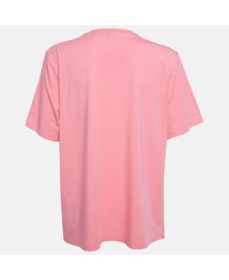 Women's Pink Logo Print Cotton And Modal Crew Neck T-Shirt