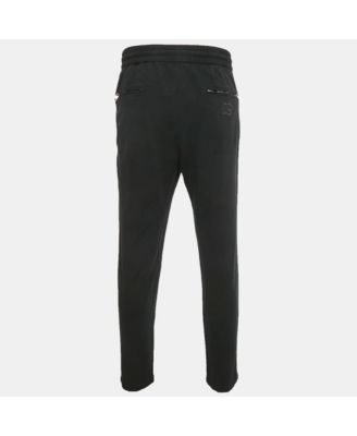 Men's Black Logo Embroidered Knit Drawstring Trousers