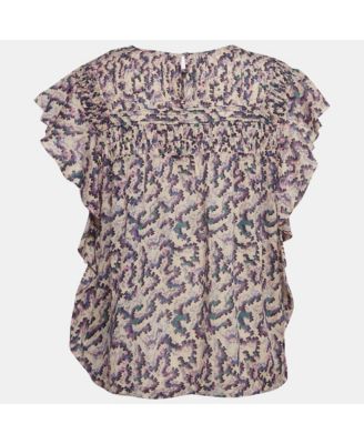 Women's Etoile Multicolor Printed Cotton Ruffled Ilayona Top