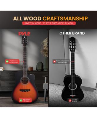 41" Full-Size Acoustic Guitar Kit, Cutaway Body with Digital Tuner, and Accessory Kit, (Sunburst Teardrop