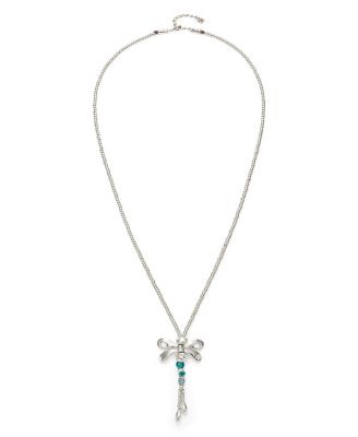 Long Sterling Silver Plated and Green Crystal Dragonfly Necklace