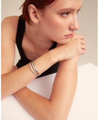 Rigid Engraved Logo Triple Row Cuff Bracelet