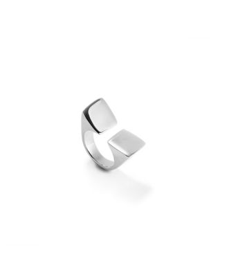 Metal Alloy Ring Plated in Sterling Silver with Square Shape at the Ends