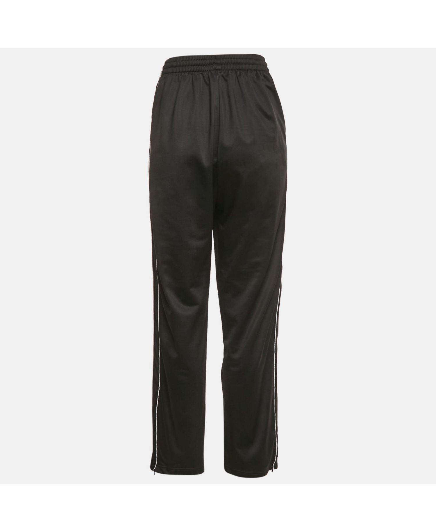 Women's Black Synthetic Logo Stripe Detail Track Pants