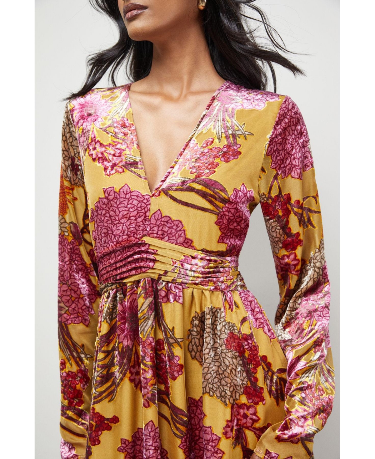 Warehouse Women's Plunge Neck Waisted Midi Dress