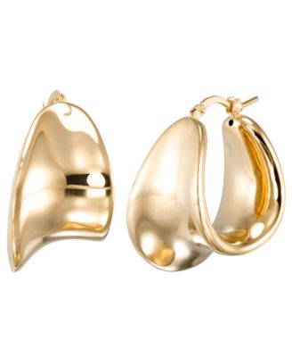 Macy's - High Polished Concave Round Hoop Earrings in 18K Yellow Gold Over Sterling Silver