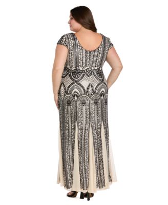 Plus Size V-Neck Sequin Design Long Dress
